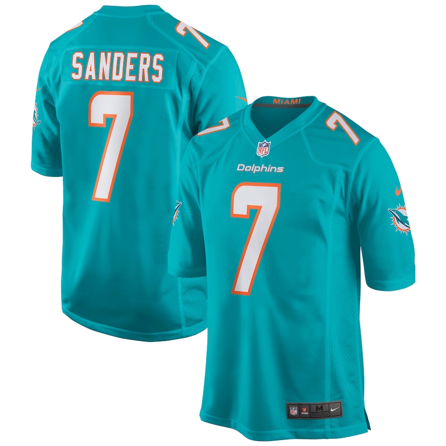 Mens Miami Dolphins Jason Sanders  Aqua Game Jersey