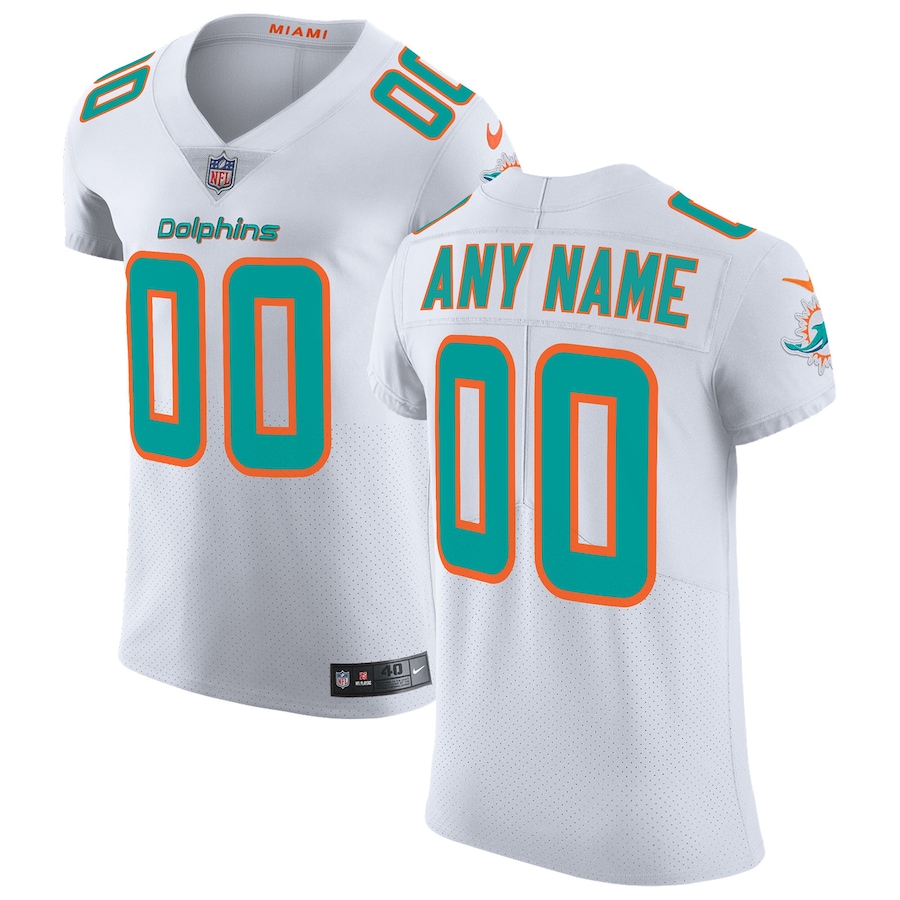 Mens Miami Dolphins  White Vapor Untouchable Elite Custom Jersey