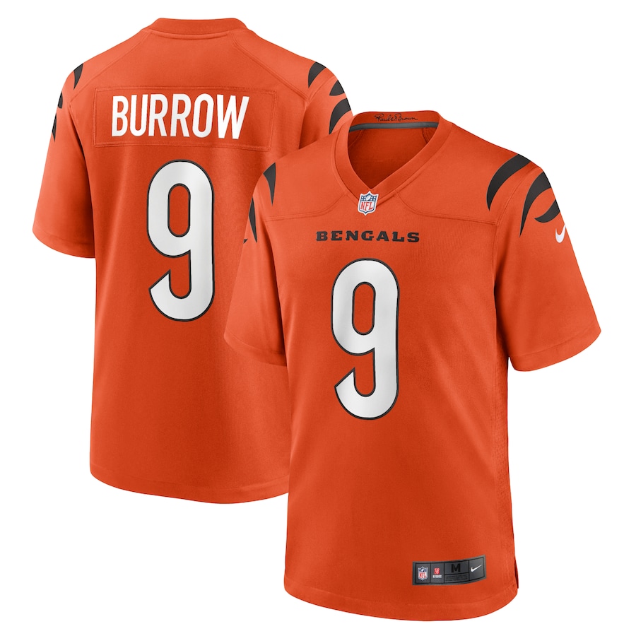 Mens Cincinnati Bengals Joe Burrow  Orange Alternate Game Jersey