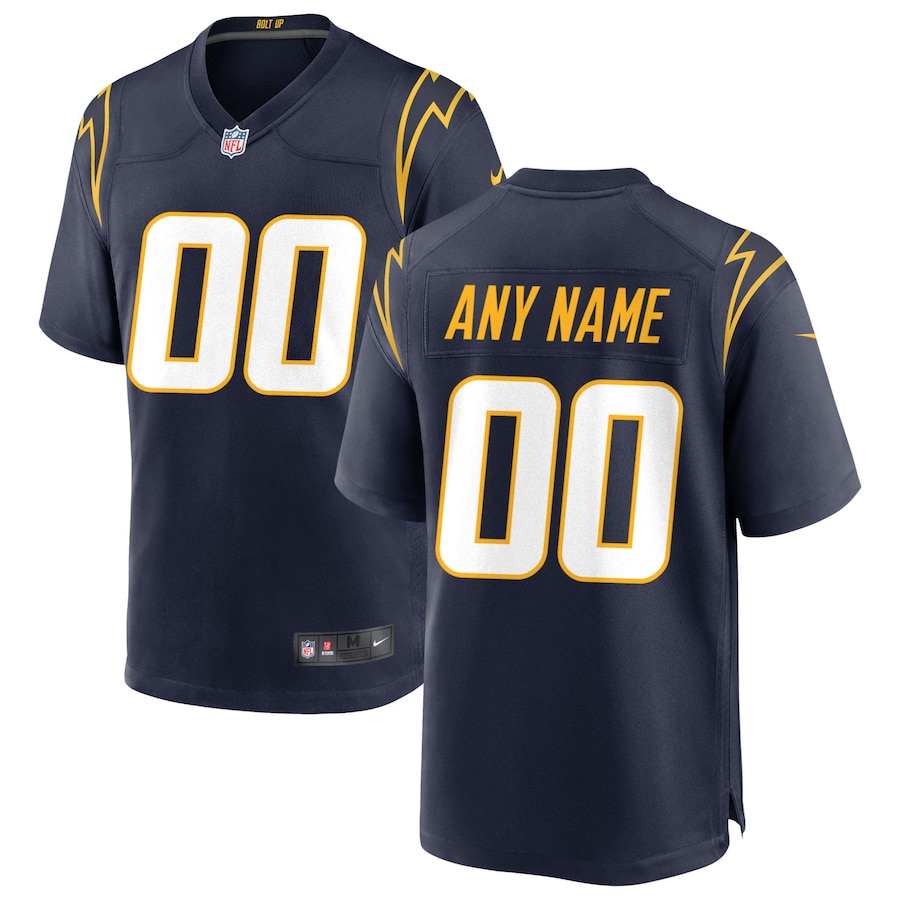 Mens Los Angeles Chargers  Navy Alternate Custom Game Jersey