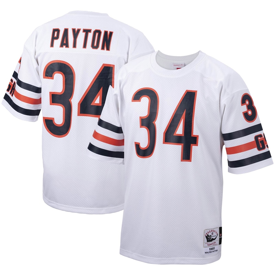 Mens Chicago Bears Walter Payton  White Big & Tall 1985 Retired Player Replica Jersey