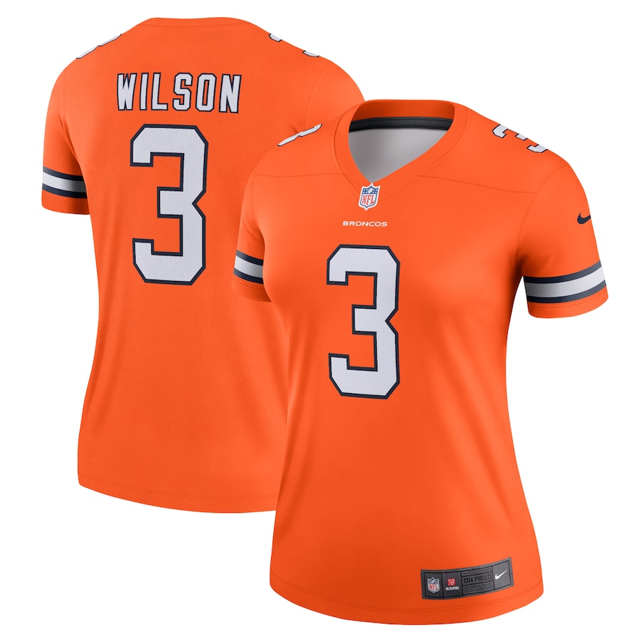 Womens Denver Broncos Russell Wilson  Orange Team Alternate Legend Jersey