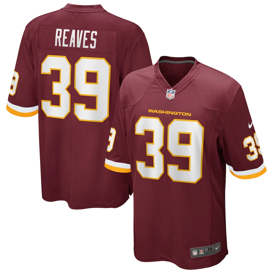 Mens  Jeremy Reaves Washington Football Team Burgundy Game Player Jersey