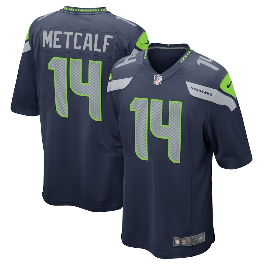 Mens Seattle Seahawks DK Metcalf  College Navy Game Team Jersey