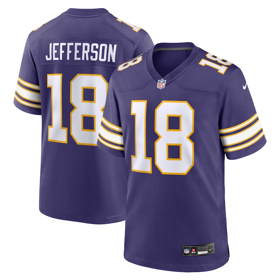 Mens Minnesota Vikings Justin Jefferson  Purple Classic Player Game Jersey