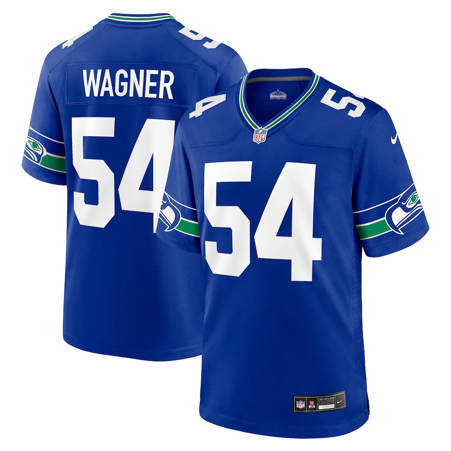 Mens Seattle Seahawks Bobby Wagner  Royal Throwback Player Game Jersey