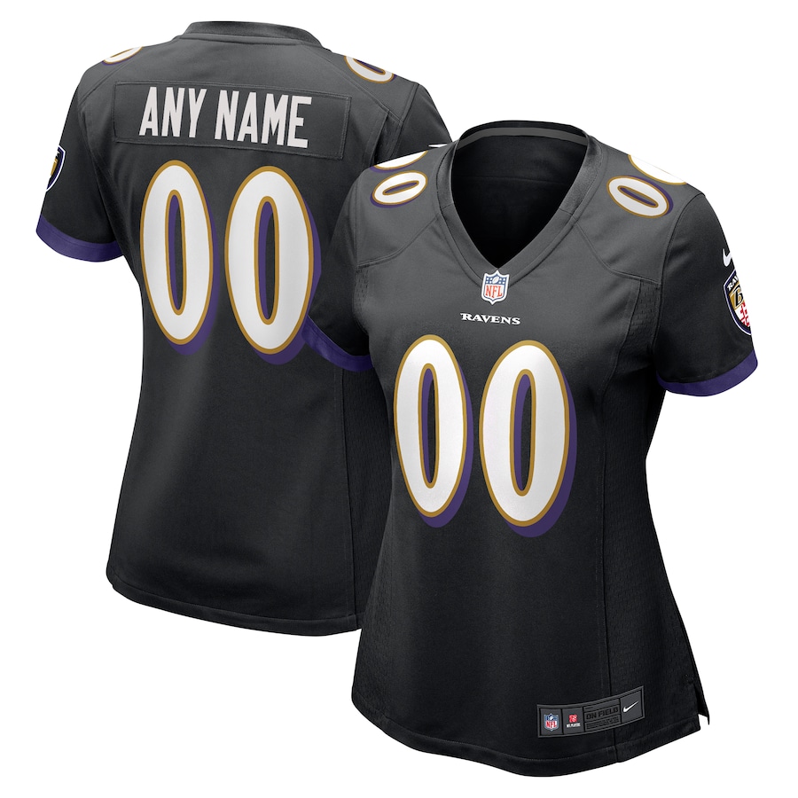 Womens  Black Baltimore Ravens Alternate Custom Game Jersey