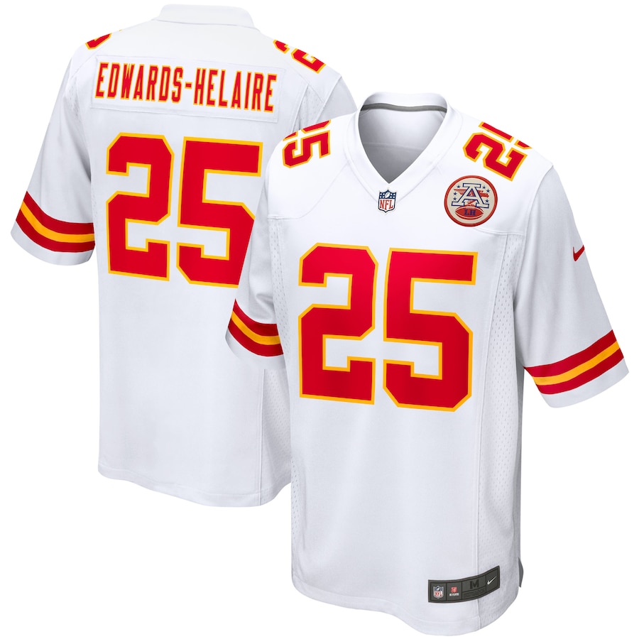 Mens Kansas City Chiefs Clyde Edwards-Helaire  White Game Jersey