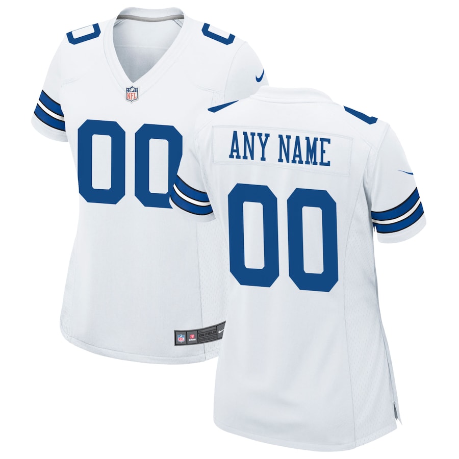 Womens  White Dallas Cowboys Custom Game Jersey