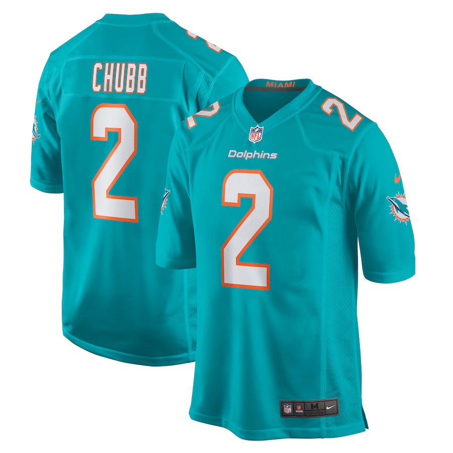 Mens Miami Dolphins Bradley Chubb  Aqua Game Player Jersey