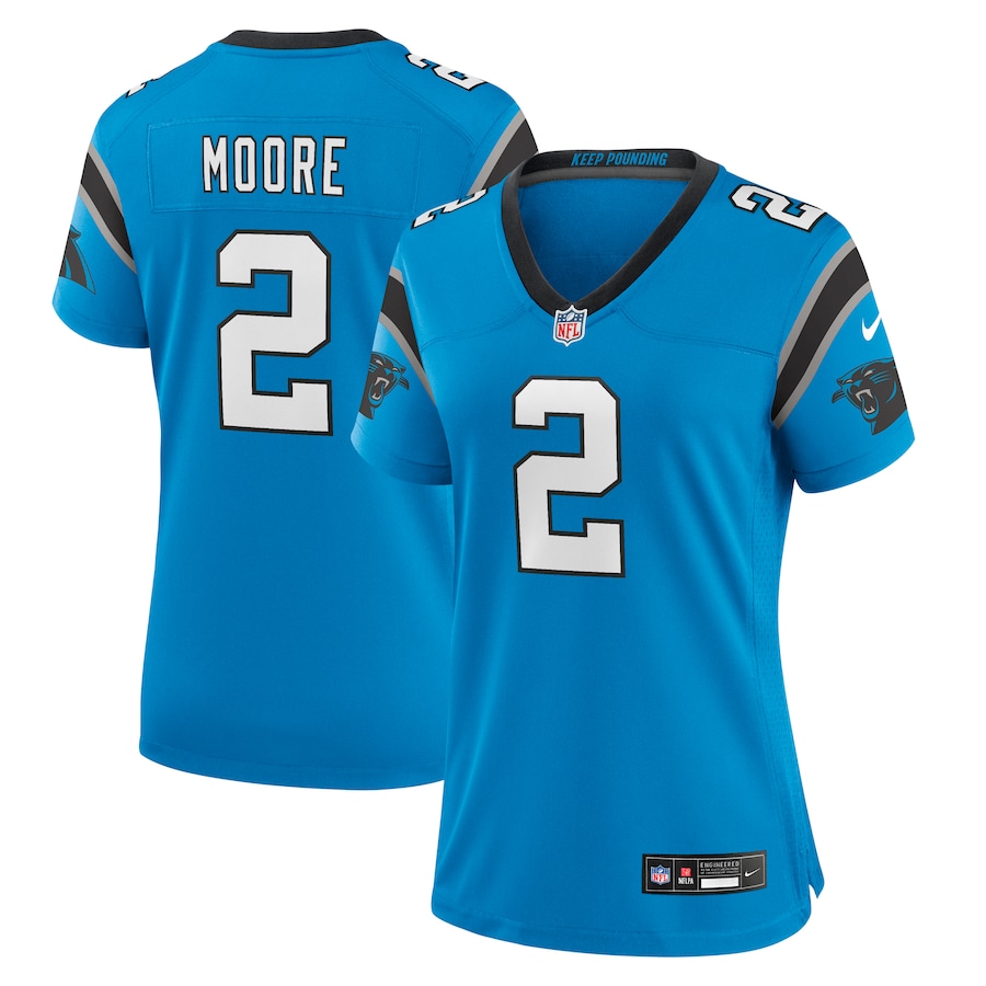 Womens Carolina Panthers D.J. Moore  Blue Player Jersey