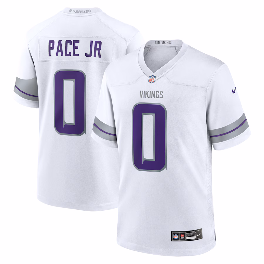 Men's Minnesota Vikings Ivan Pace Jr  White Alternate Game Player Jersey