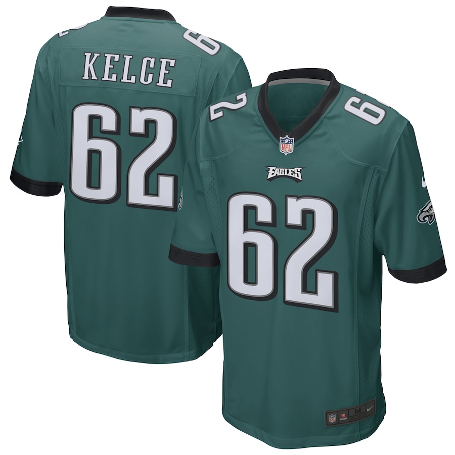 Mens Philadelphia Eagles Jason Kelce  Midnight Green Game Jersey
