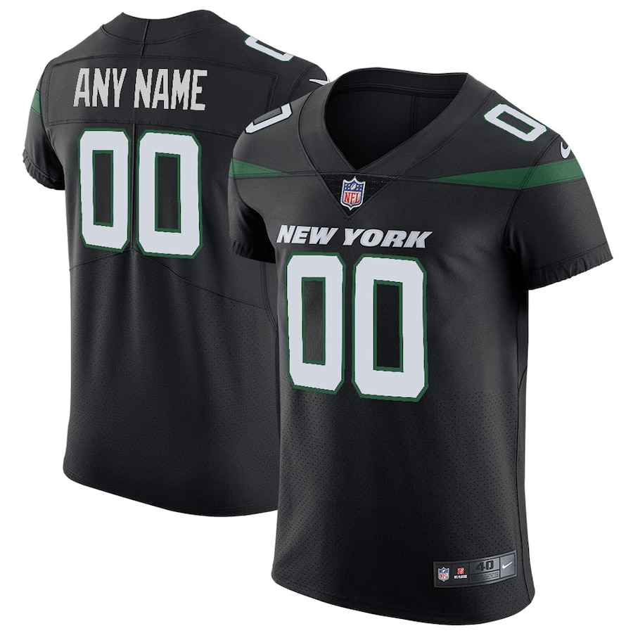 Mens New York Jets  Stealth Black Vapor Untouchable Elite Custom Jersey