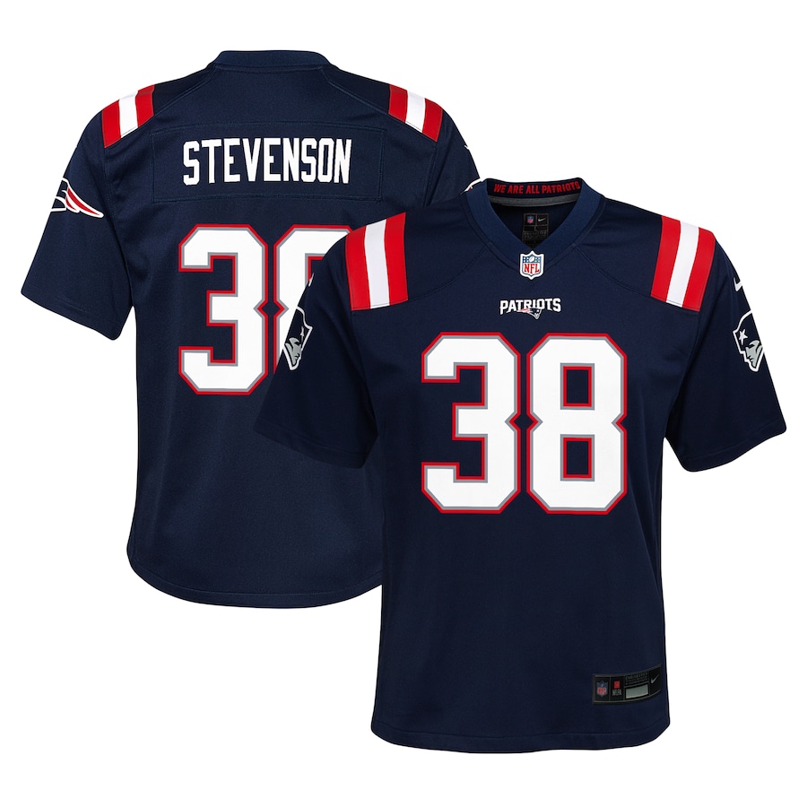 Rhamondre Stevenson New England Patriots  Youth Team Player Game Jersey - Navy