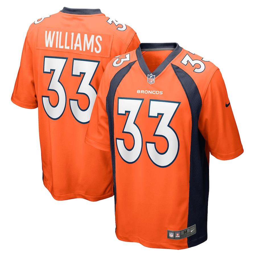 Mens Denver Broncos Javonte Williams  Orange Player Game Jersey