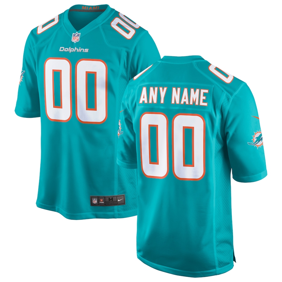 Mens Miami Dolphins  Aqua Custom Game Jersey