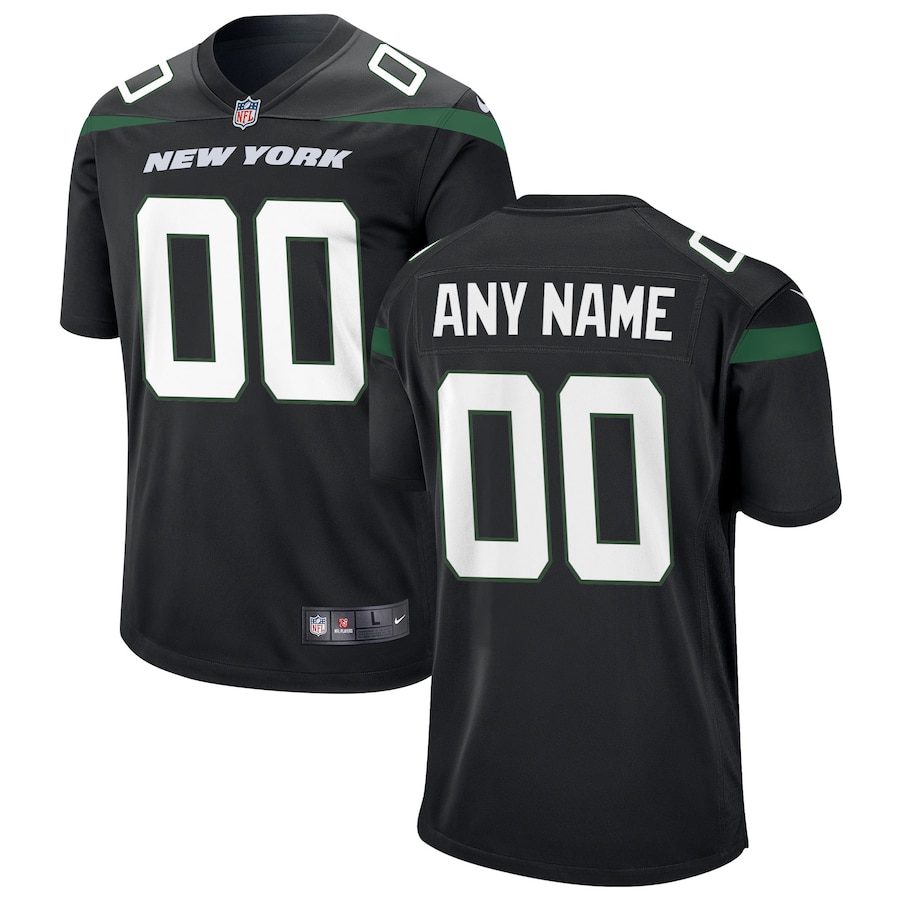 Mens New York Jets  Stealth Black Alternate Custom Game Jersey