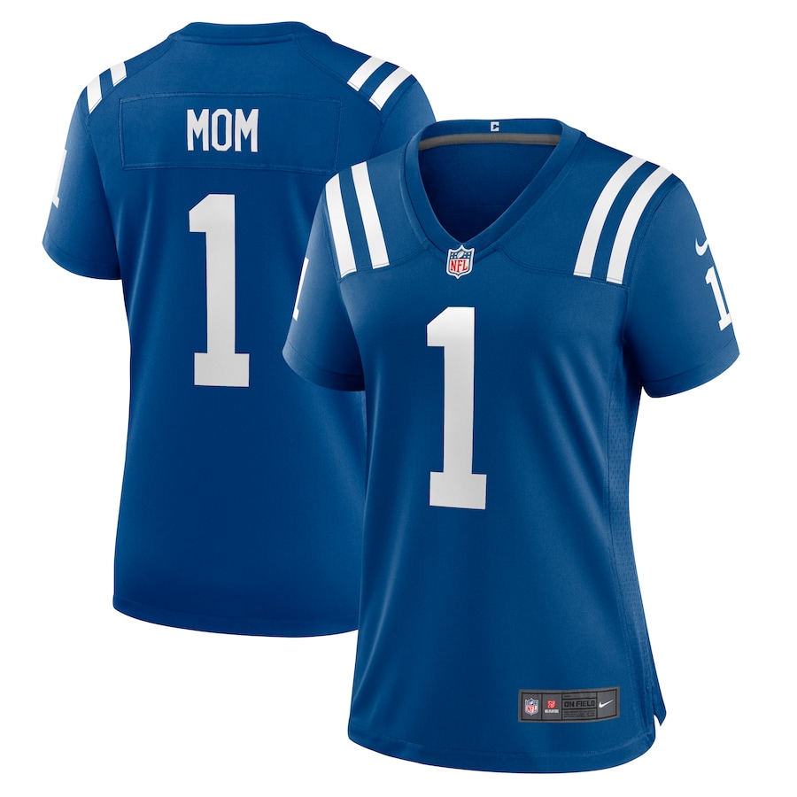 Womens Indianapolis Colts Number 1 Mom  Royal Game Jersey