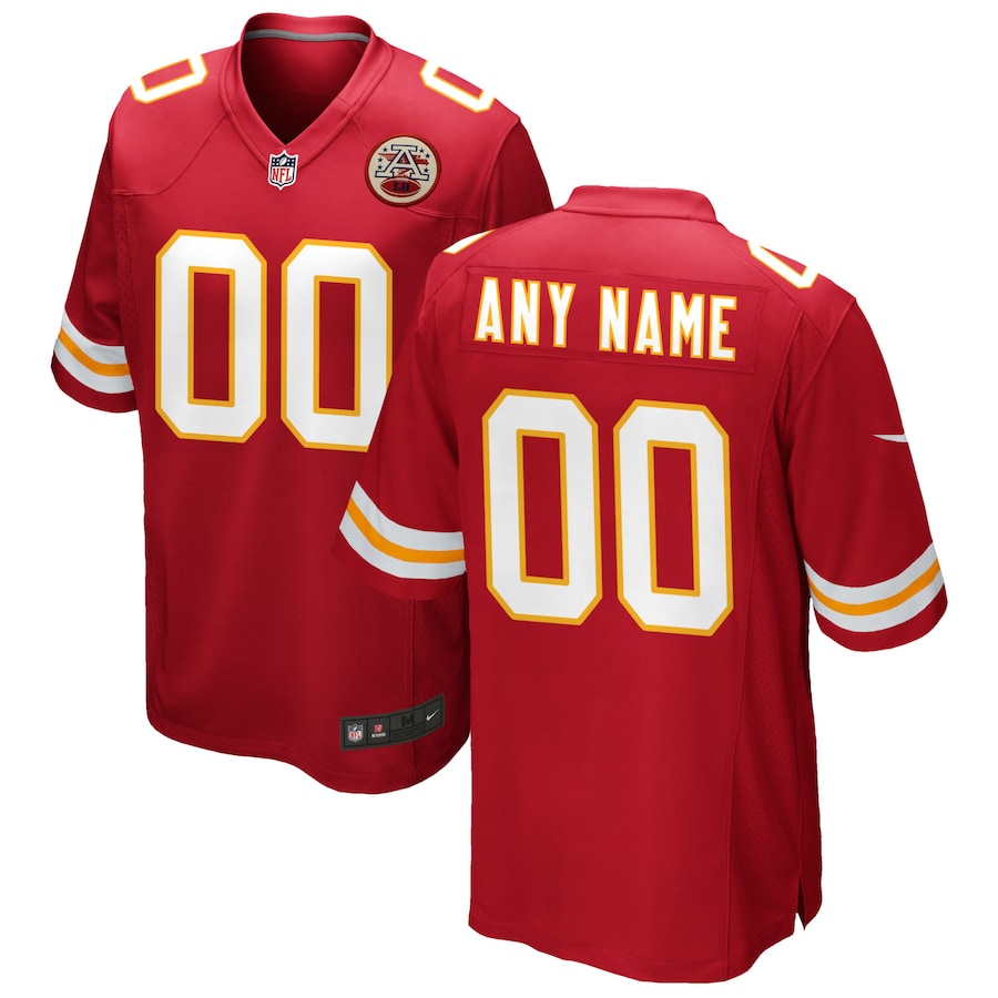 Mens Kansas City Chiefs  Red Custom Game Jersey