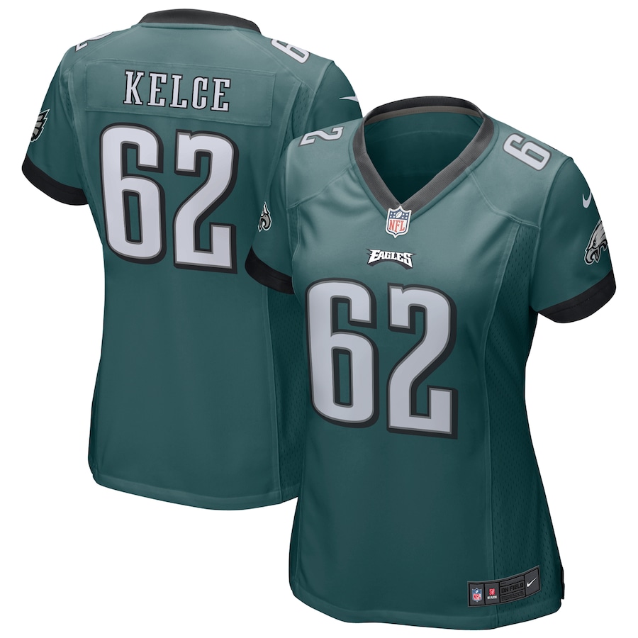 Womens Philadelphia Eagles Jason Kelce  Green Game Jersey