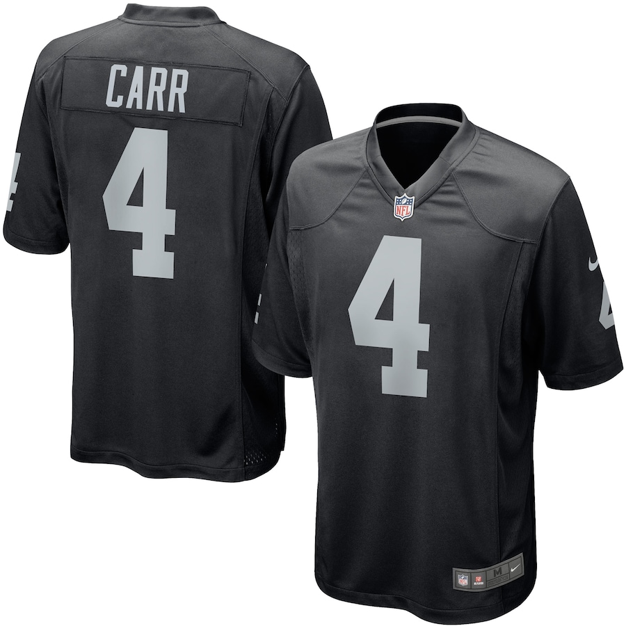 Mens Las Vegas Raiders Derek Carr  Black Game Player Jersey