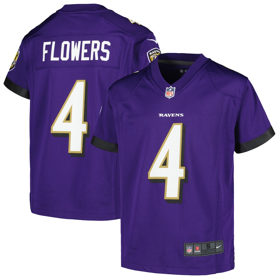 Youth Baltimore Ravens Zay Flowers  Purple Game Jersey
