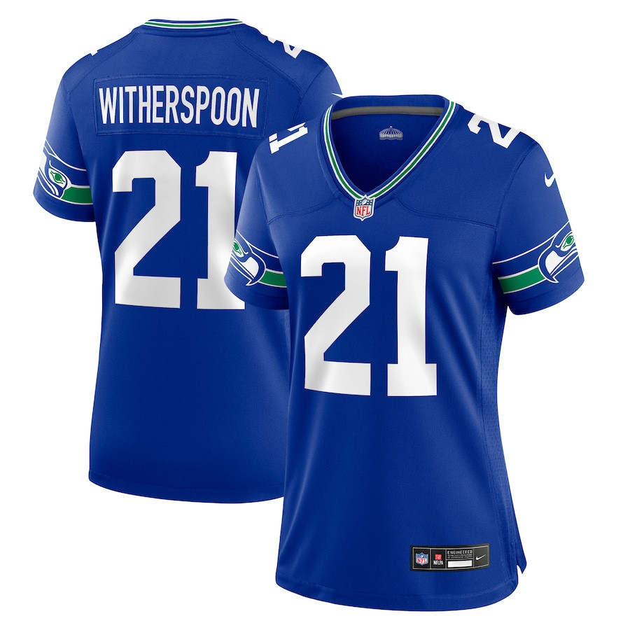 Devon Witherspoon 21 Seattle Seahawks Women Throwback Game Jersey - Royal