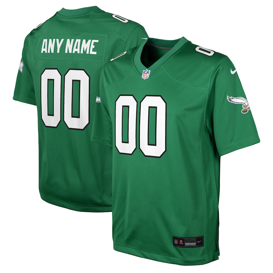 Youth Philadelphia Eagles  Kelly Green Alternate Custom Game Jersey