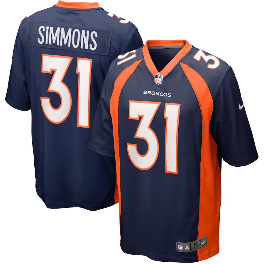 Mens Denver Broncos Justin Simmons  Navy Alternate Game Jersey