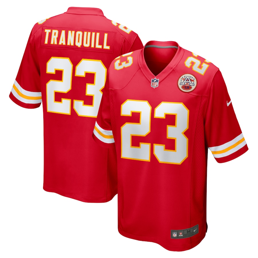 Mens Kansas City Chiefs Drue Tranquill  Red Game Player Jersey
