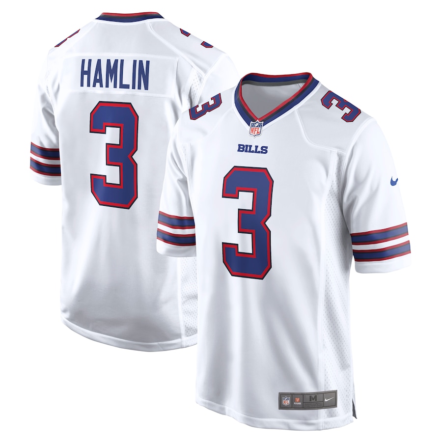 Mens Buffalo Bills Damar Hamlin  White  Game Jersey