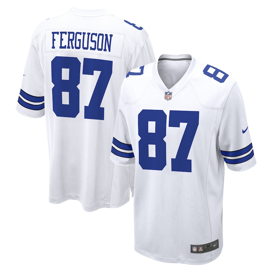 Mens Dallas Cowboys Jake Ferguson  White Game Jersey