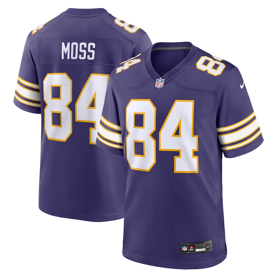 Mens Minnesota Vikings Randy Moss  Purple Classic Retired Player Game Jersey