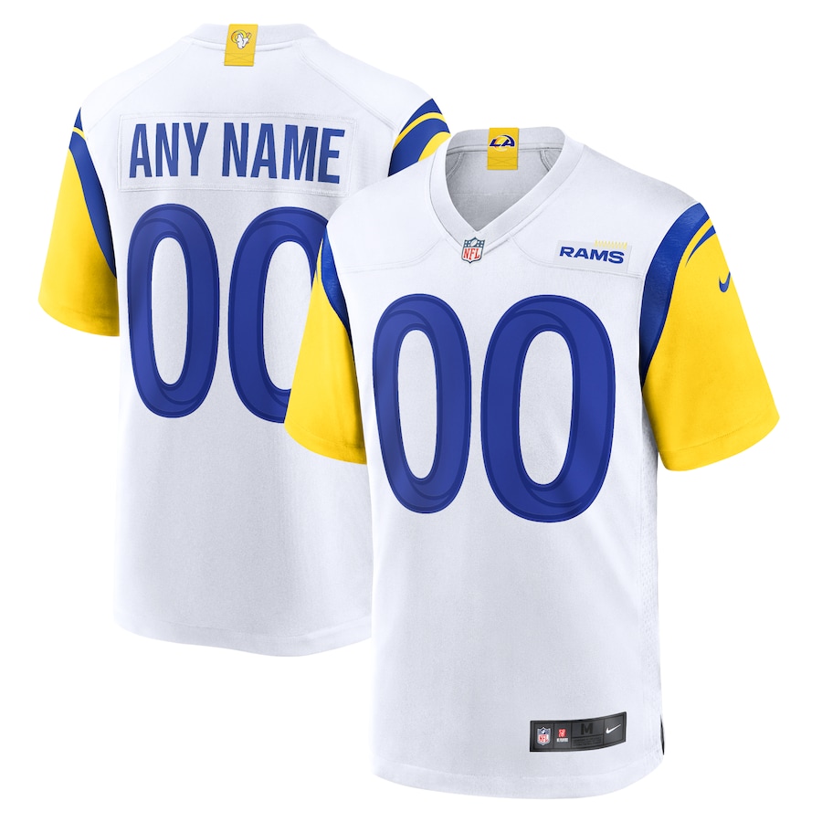 Mens Los Angeles Rams  White Alternate Custom Jersey