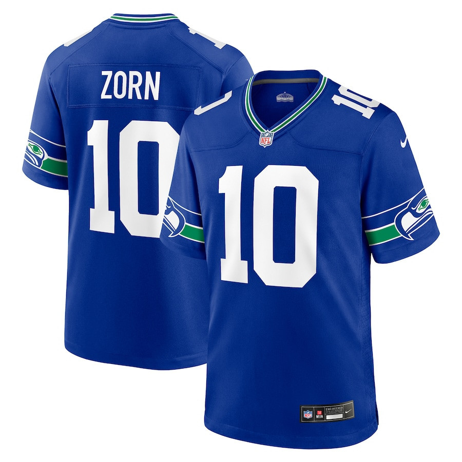 Jim Zorn 10 Seattle Seahawks Men Throwback Game Jersey - Royal