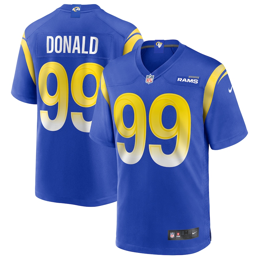 Mens Los Angeles Rams Aaron Donald  Royal Game Player Jersey
