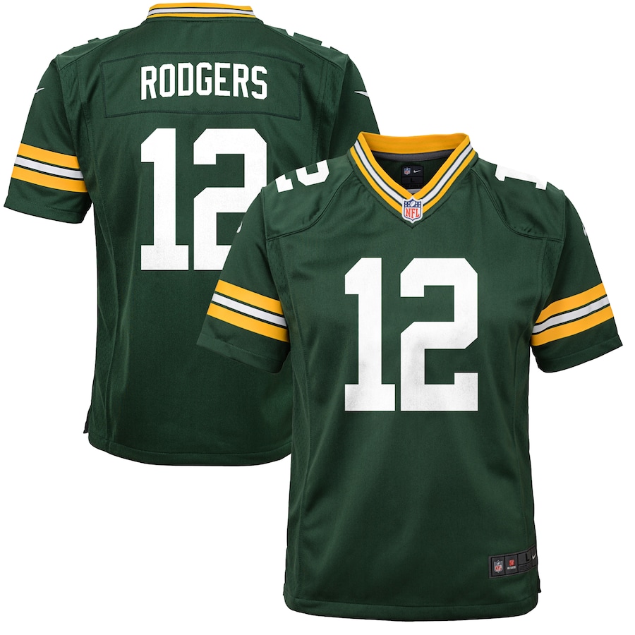 Youth Green Bay Packers Aaron Rodgers  Green Game Jersey
