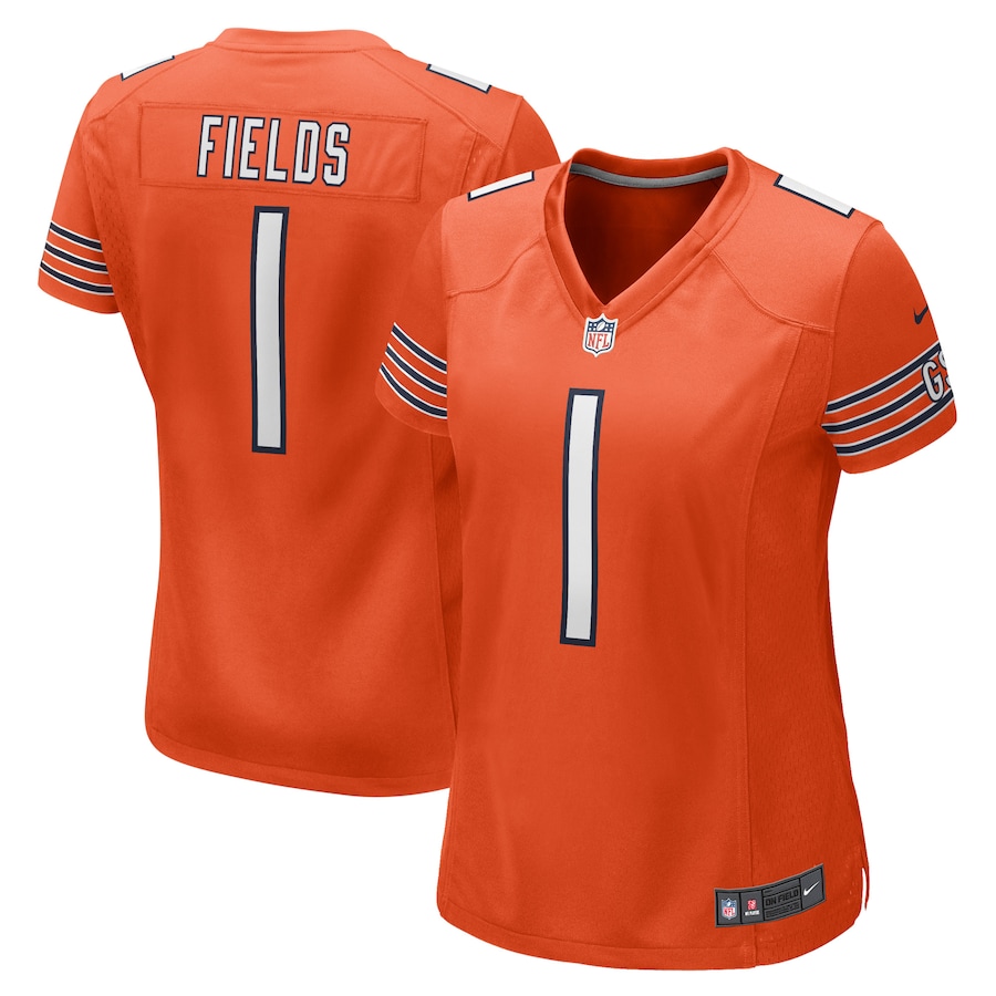 Womens Chicago Bears Justin Fields  Orange Game Jersey
