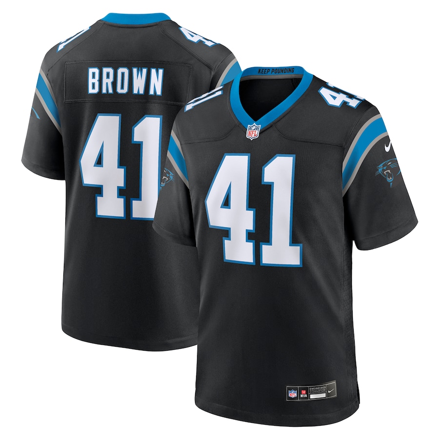 Mens Carolina Panthers Spencer Brown  Black Team Game Jersey