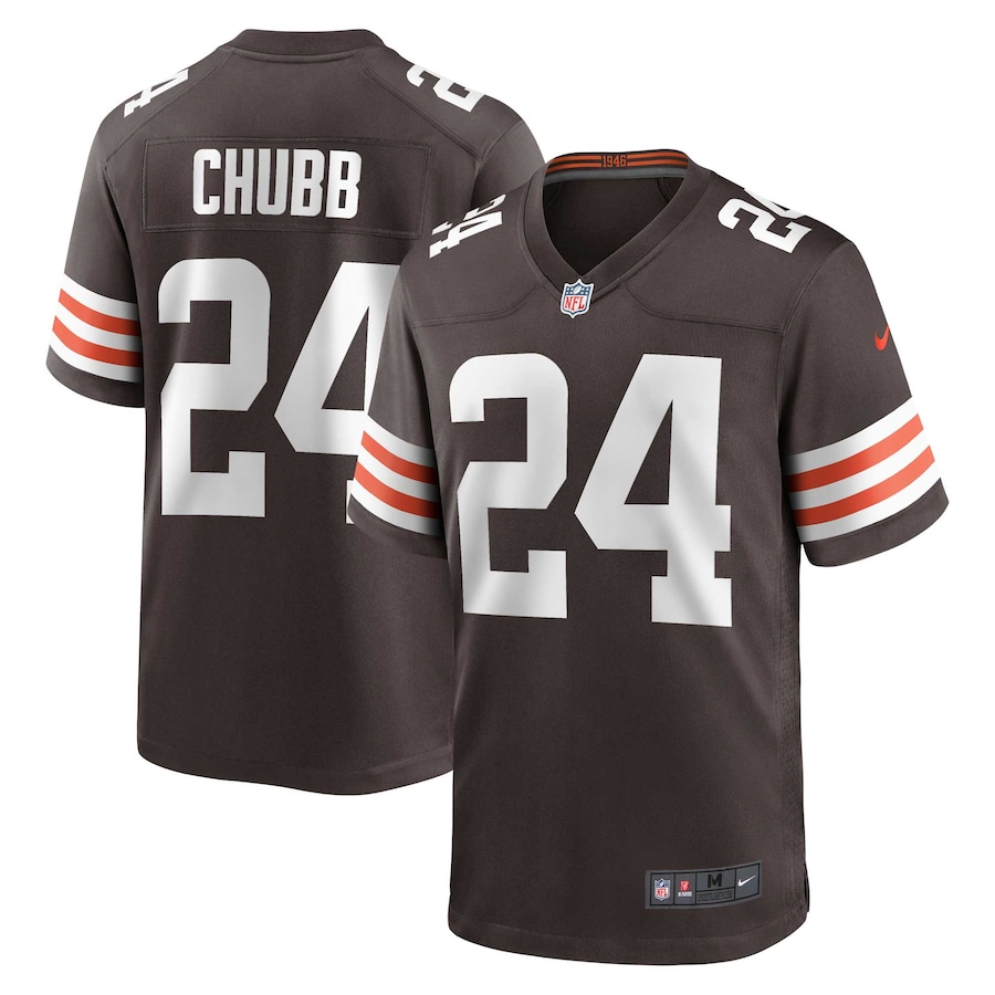 Mens Cleveland Browns Nick Chubb  Brown Game Jersey