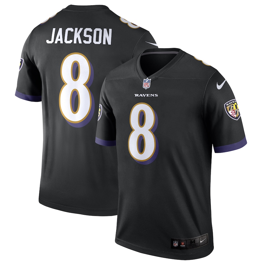 Mens Baltimore Ravens Lamar Jackson  Black Legend Jersey