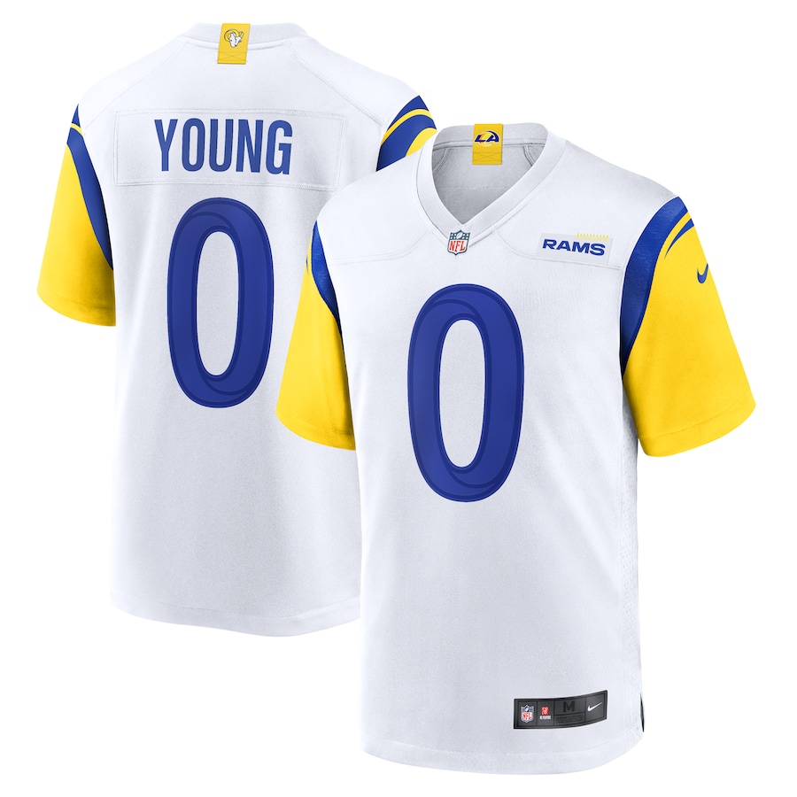 Mens Los Angeles Rams Byron Young   White Team Game Jersey