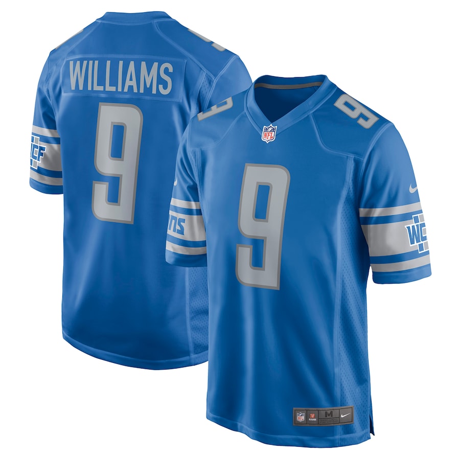 Mens Detroit Lions Jameson Williams  Blue Player Game Jersey