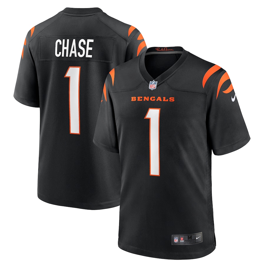 Mens Cincinnati Bengals JaMarr Chase  Black Game Jersey