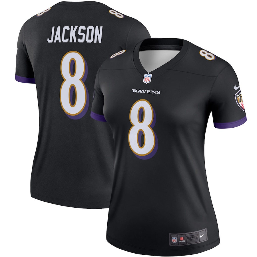 Womens Baltimore Ravens Lamar Jackson  Black Legend Team Jersey