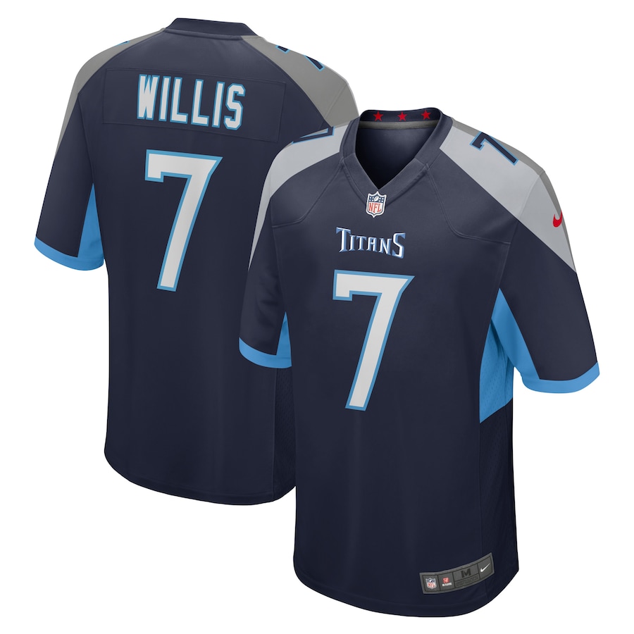 Mens Tennessee Titans Malik Willis  Navy Player Game Jersey