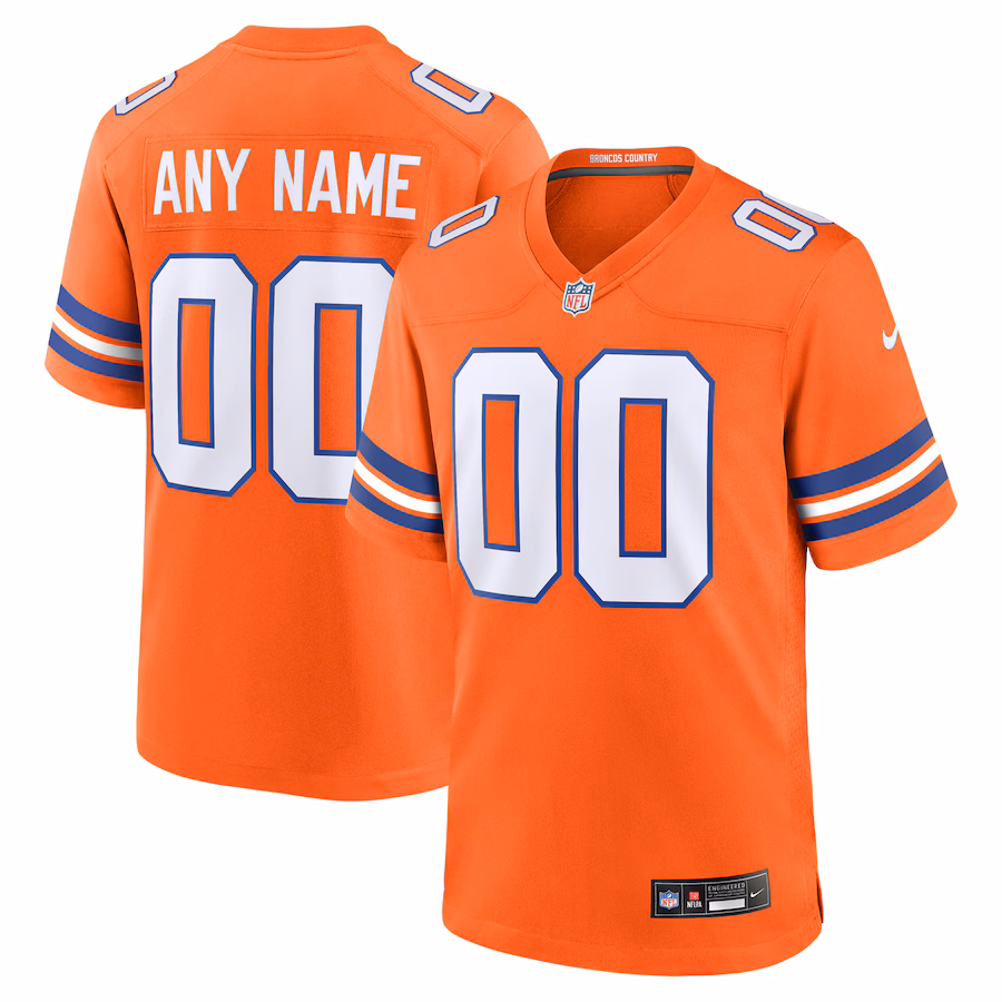 Denver Broncos  Mile High Collection 1977 Throwback Custom Game Jersey - Orange
