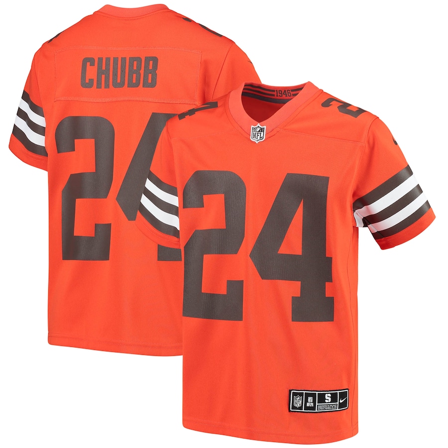 Youth Cleveland Browns Nick Chubb  Orange Inverted Team Game Jersey