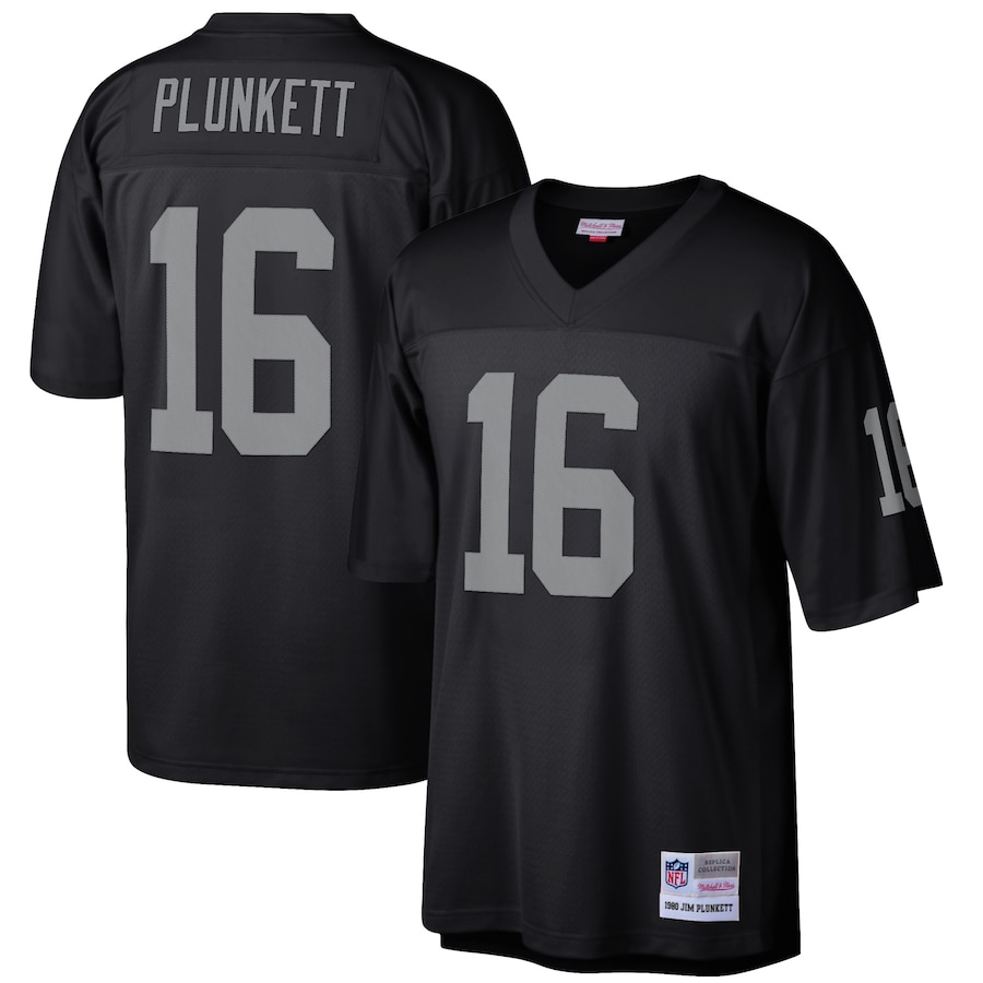 Mens Las Vegas Raiders Jim Plunkett  Black Retired Player Legacy Replica Jersey